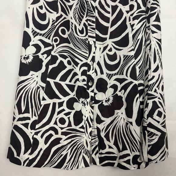Women's Floral Sleeveless Brown White Midi Button Down Dress Size Medium - Picture 4 of 10